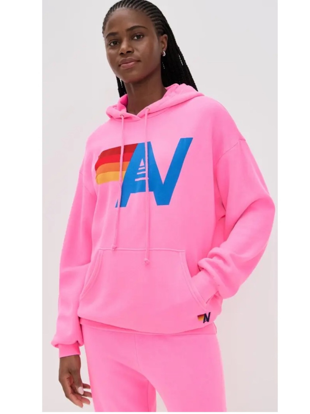 Aviator Nation Pink Logo Pullover Hoodie - Women’s Sweater size medium flawed